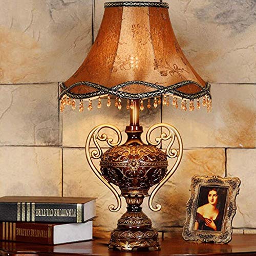Preisvergleich Produktbild CLX Tischlampe Stoff Nachttischlampe Handgefertigte traditionelle Klassische Harz-Lampen-Palast-Art-Schreibtisch-L... Dresser,Brocade