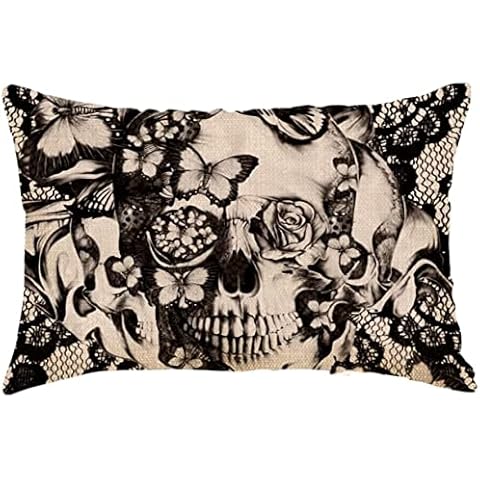 ATZTD Skull Pillowcase Skull Throw Pillow Decorative Pillow Case Home Decor Pillowcase Cover