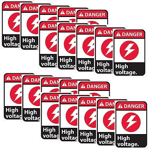 Image of CVANU Danger High Voltage. Warning Safety Self-Adhesive Waterproof PVC Vinyl Sign Sticker Size (11.7inchX8.3inch) Pack of 20
