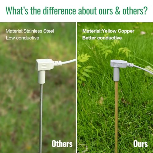 Haste de aterramento de latão com fio de 12 m e clipe jacaré, haste de aterramento de barra de aterr