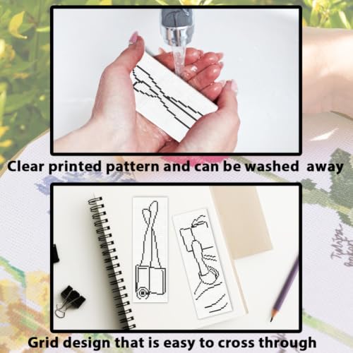 Image of ACRNIGHEET 6PCS Cross Stitch Bookmark Kit for Beginner Stamped Cross Stitch Kits for Adults Abstract DIY Tassel Embroidery Bookmark Kits Needlepoint Kit with Instructions Craft Gift 8.5''x3'' 11CT