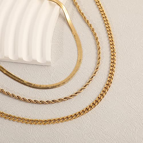 Kyerlyn Layered Ankle Bracelets For Women 18K Gold Anklets For Women Stainless Steel Waterproof Cuban Link Anklets Set Stackable Anklets For Women Summer Beach Jewelry Gift #TOP5