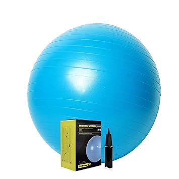 Physiostore Gymball Swiss Ball Exercise Ball 45cm 55cm 65cm 75cm 85cm 95cm with Air Pump (65cm Blue)