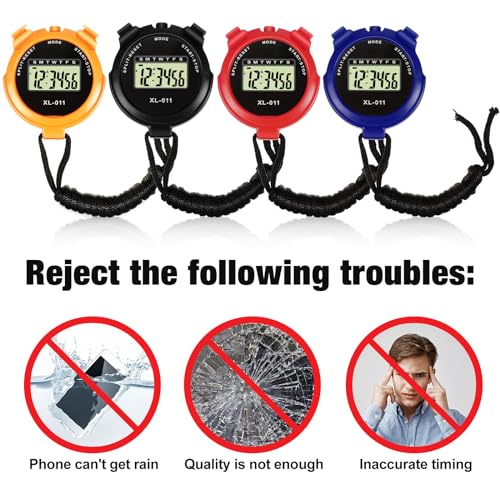 Weewooday 8 Pieces Sports Stopwatch Timer Multi Function Sport Digital Stopwatch Large Display with Date Time and Alarm Function Shockproof Waterproof for Swimming Running Training - Image 6