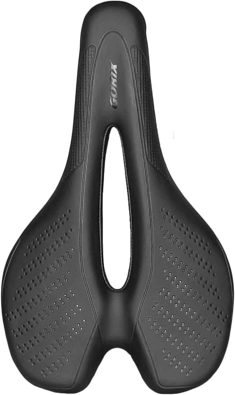 GORIX Bike Saddle Seat Comfortable Cushion Short Nose Wide Shock Absorption Sport Type Mountain Road Bicycle (GO-Max722)