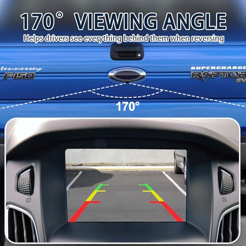 Image of Tailgate Emblem with Rear Car Camera for Ford and Camera Harness for F150 2011-2014 F150 Backup Camera Housing Bezel & Emblem Kit Al3z-19h511-A,Bl3z-19g490-B for Ford F150