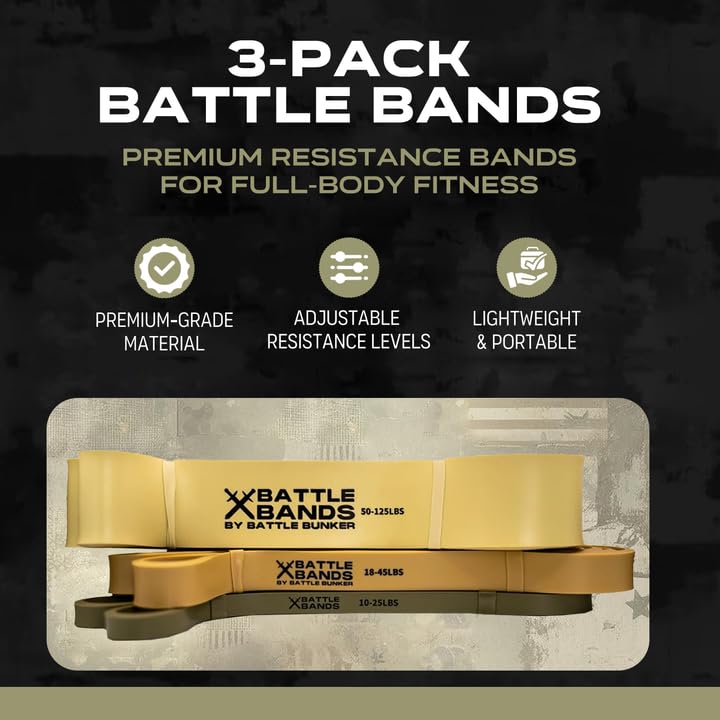 Image of Battle Bands Resistance Bands - Pull Up Assistance Bands & Stretch Bands for Exercise - Heavy Duty Workout Resistance Bands Set for Strength Training, Powerlifting, Home Gym & Stretching - Men & Women
