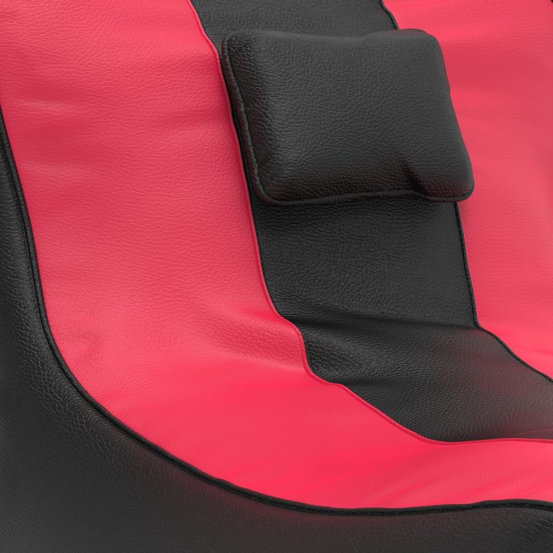 Image of Biggie Bean Bag with Beans Filled 6XL Zuno Lounger-Laziness Pro Max-Crafted for Comfort-Styled for Elegance with Free Cushion & Footrest (Matching Color : Leatherette Black Pink)