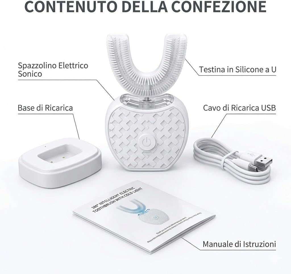 Toothbrush, Spazzolino Sonico 360° Con Pulizia Automatica, Spazzolino Elettrico Sonico Wireless a Ultrasuoni Testina in Silicone Alimentare (blu e rosa （2PCS）)