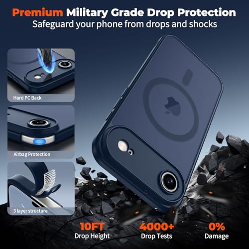 SUPFINE Magnetic for iPhone Air Case with Camera Control Button,[Full Camera Protection][1+Tempered Glass Screen Protector] Slim Translucent Matte Shockproof Phone Cover for 17 Air,Sapphire Blue by SUPFINE - Used condition - Image 5