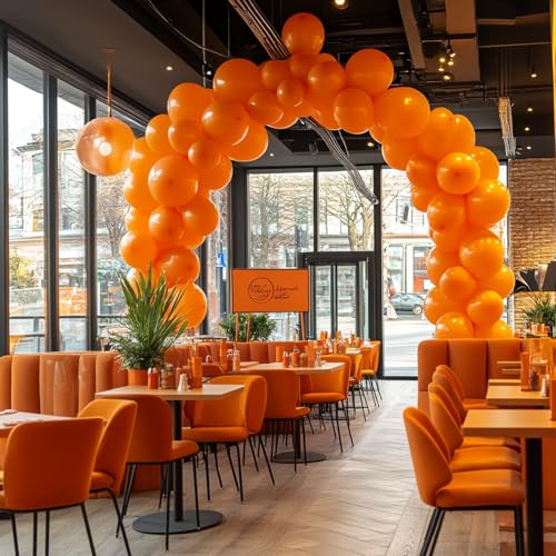 Image of RUBFAC 135pcs Orange Balloons Different Sizes 18 12 10 5 Inches, Burnt Orange Fall Balloon Arch Kit Garland for Halloween Party Thanksgiving Baby Shower Birthday Decoration