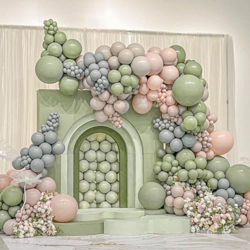 Image of Sage Green Balloons 12 inch, Dusty Green 50pcs Party Balloons | Wedding, Engagement, Bridal Shower, Baby Shower, Birthday Party Decorations