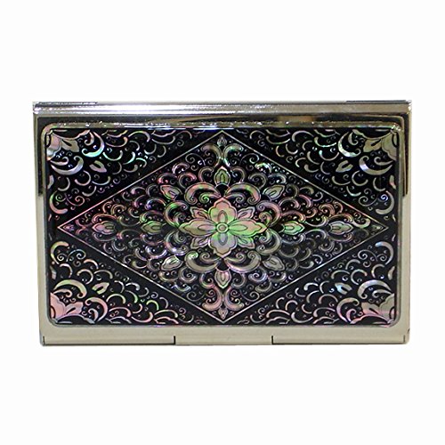 Pince à billets et cartes en acier noir gravé arabesques et nacre un cadeau mémorable pour homme