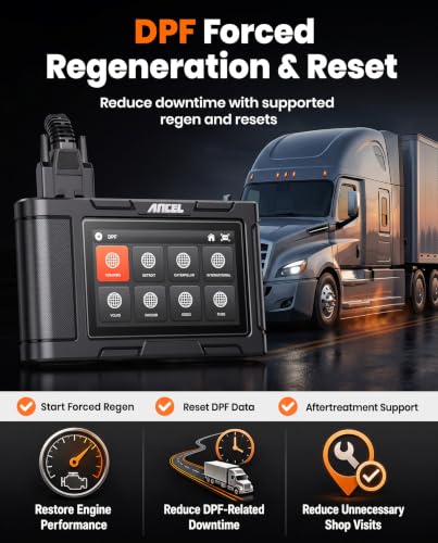 Image of ANCEL HD3400 Pro Heavy Duty Truck Scanner with DPF Regen for Cummins, Paccar, Caterpillar, Detroit, Volvo, Mack and International, Full-System Diesel Scan Tool for 6 /9-Pin HDOBD & OBD2 Vehicles