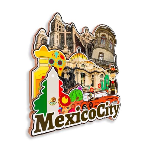 Imán de Madera 3D para Refrigerador México Ciudad miniatura 3