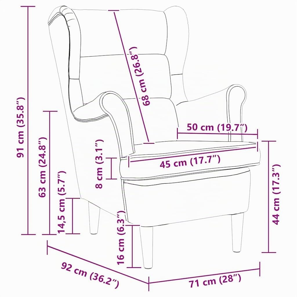 vidaXL Sillón de Terciopelo Blanco Crema