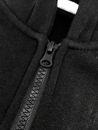 FN3 Men's Cotton Blend Half Zipper Solid Hoodie, Black, Relaxed Fit - Image 5