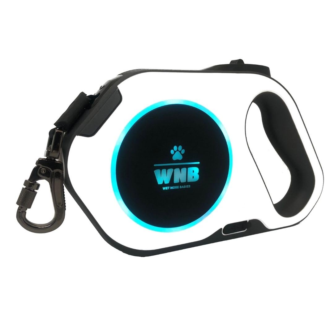 WNB Retractable Dog & Cat Leash | LED Lights & Poop Bag Holder | One White Color 5m Leash