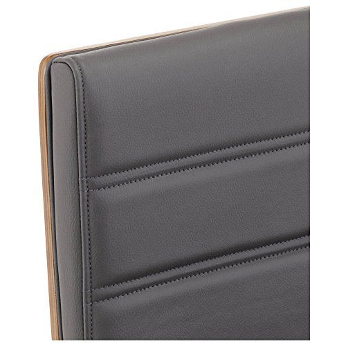 Butaco Armen Living Vienna de madera de nogal con asiento giratorio tapizado en cuero sintético gris moderno 29 1/2" de alto con respaldo y reposapiés para barra de cocina miniatura 3