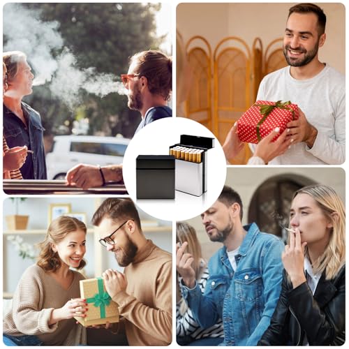 Mritrit 2 Stück Große Metallbox, Retro Metalletui für Herren Geschenk, Vintage Aufbewahrungsbox mit Flip Top und Trennungsdesign für 40 (Schwarz und Silber)