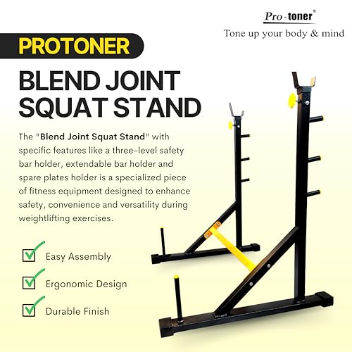 Image of Protoner Joint Squat Stand with Safety Holders, Heavy Duty Metal Frame, Adjustable Height, for Squats and Bench Press