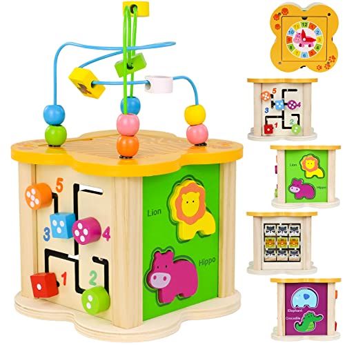 jerryvon Motorikspielzeug Baby Spielzeug Ab 1 Jahr Junge 6 In 1 Holzspielzeug Baby Motorikwürfel Montessori Spielzeug 1 Jahr Activity Würfel Mit Labyrinthen Ostern Für Geschenk Junge Mädchen Cover