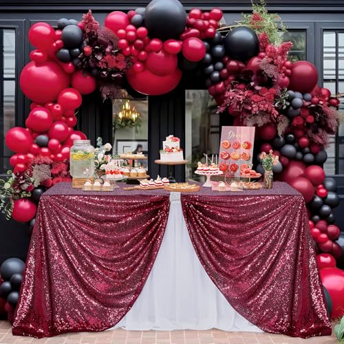 Image of B-COOL Sequin Tablecloth Sparkle Fabric: Rectangle Table Cloth Linen Glitter Cake Table Cloth for Wedding Party Banquet Christmas Birthday 50x80 Inch