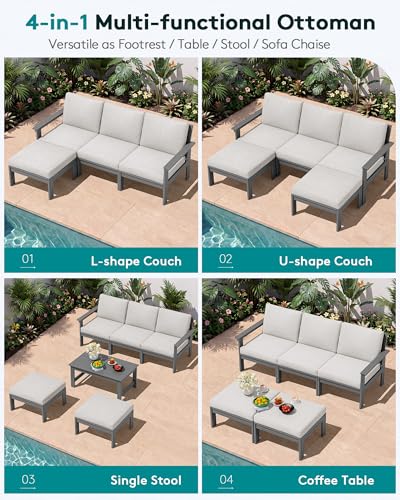 Image of SERWALL HDPE Outdoor Ottoman with Cushions