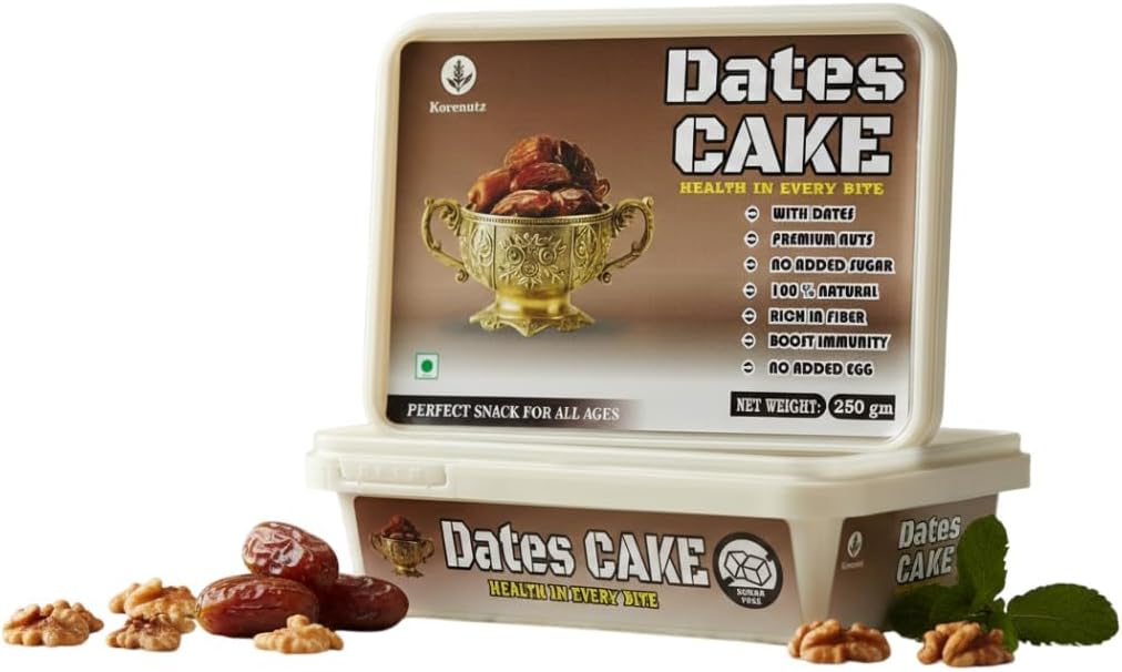 - Korenutz Dates 250g | Healthy Dates & Nuts Snack | No Added Sugar | Eggless | Rich in Fiber.