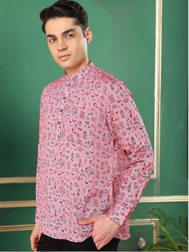 Image of Tattva Pink Tribal Printed Short Kurta