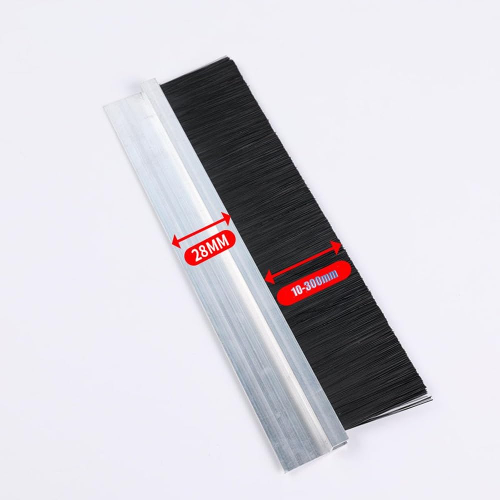Aluminiowa szczotka do drzwi w kształcie litery H, uszczelka do drzwi zewnętrznych i wewnętrznych, 60 mm, czarna uszczelka dolna pod drzwi, ochrona przed przeciągiem i kurzem