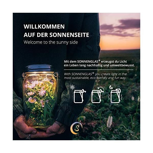SONNENGLAS Mini 250ml | Original Solarlampe/Solar-Laterne im Einmachglas aus Südafrika (inkl. USB) | warmweiß | Fair… – Bild 3