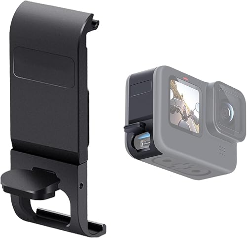 Miniatura 9 de Puerta lateral de repuesto para GoPro Hero 11109 de aleación de aluminio negro extraíble cubierta de batería protectora tipo C, adaptador de puerto