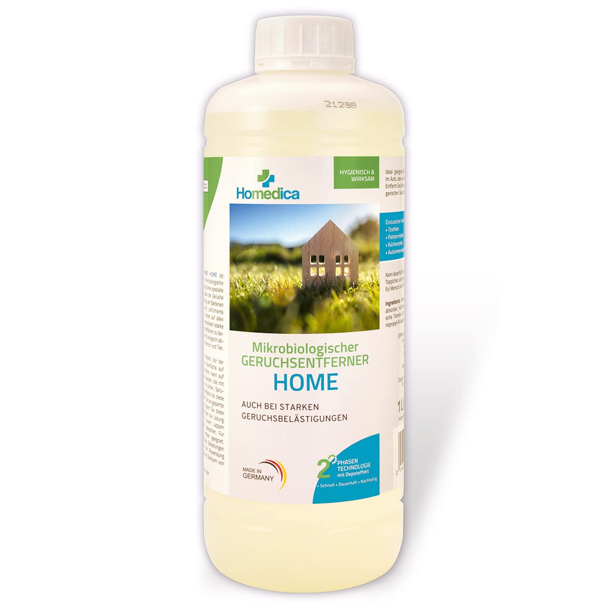 Geruchsentferner Home 1L - Vegan & Made in Germany - Mikrobiologischer Enzymreiniger für Textilien, Polstern & Tierfellen - gegen unangenehme Gerüche