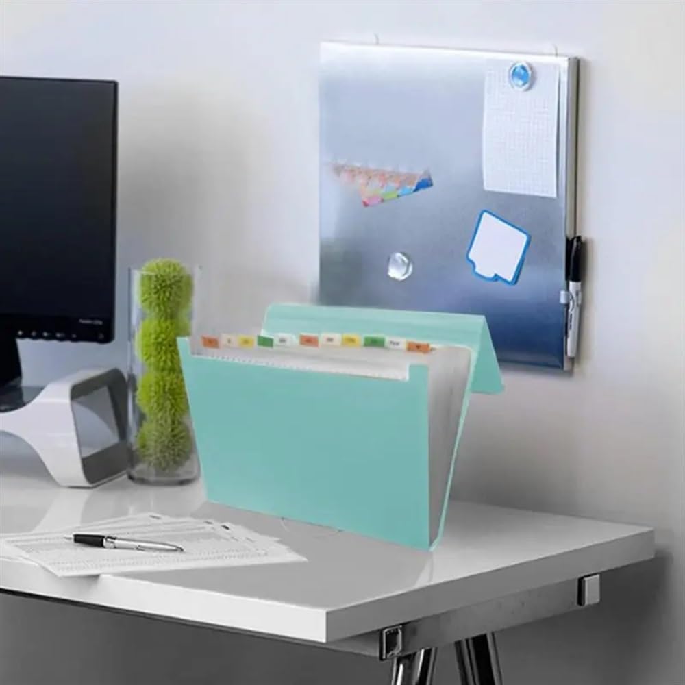 Carpetas de plástico, Organizador de Archivos en acordeón con Papel tamaño Carta expandible(Green)
