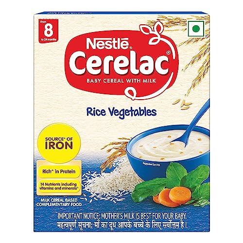 Image of CERELAC Baby Food Cereal | Rice Vegetables for 8 to 24 Months Baby | Source of Iron & Protein | Instant Cereal | 300g