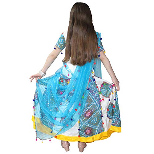Image of Kaku Fancy Dresses Polyester Indian State Gujrati Dance Costume For Kids Navratri /Garba Dance Costume For Girls - Red, 7-8 Years