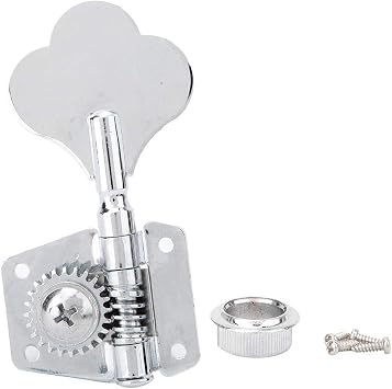 Bass Tuning Pegs for Right Row, Bass Tuners for Electric BassBass Guitar Tuning Pegs with Bronze Gear & Steel Body,Fine Tune Knob,Silver Open Style Machine Head 1 Set