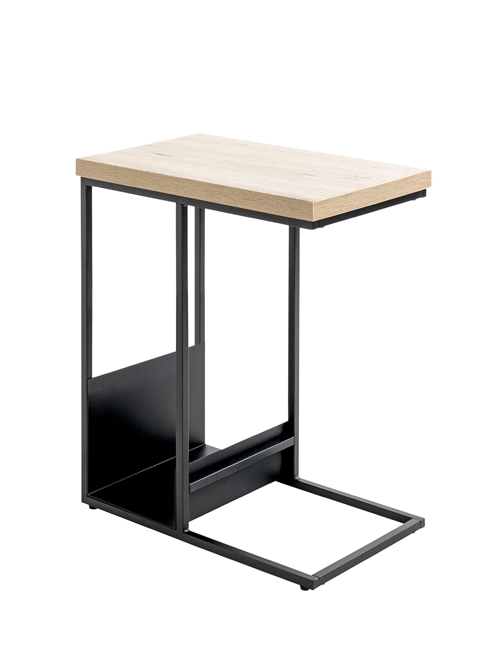 HAKU Side Table Light Oak Black MDF Metal Small Coffee Table - Dimensions: W 30 x H 60 x D 50 cm Style: Modern