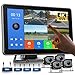 Hodozzy 4 Canali Telecamera di Retromarcia 4K Registrazione in Loop, Monitor Divise Touchscreen 10,1 Pollici con 4 Telecamere Posteriore Visione Notturna Telecamera, Telecamera Auto con BSD, Mirroring