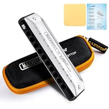 East top MAXWELL ST Blues Harmonica Bb, Professional Overblow and Bending 10 Holes MS030 Mouth Organ For All Levels Adults, Professional Players and Students