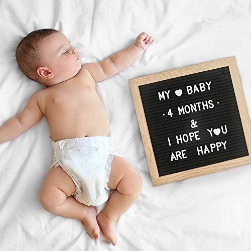 Felt Letter Board 10 x 10 inch Wooden Frame DIY Message Board Memo Menu Notice Kitchen Notes Board with 690 White & Gold Coloured Letters Numbers Symbols Emojis for Home,Restaurant,Party,Wedding