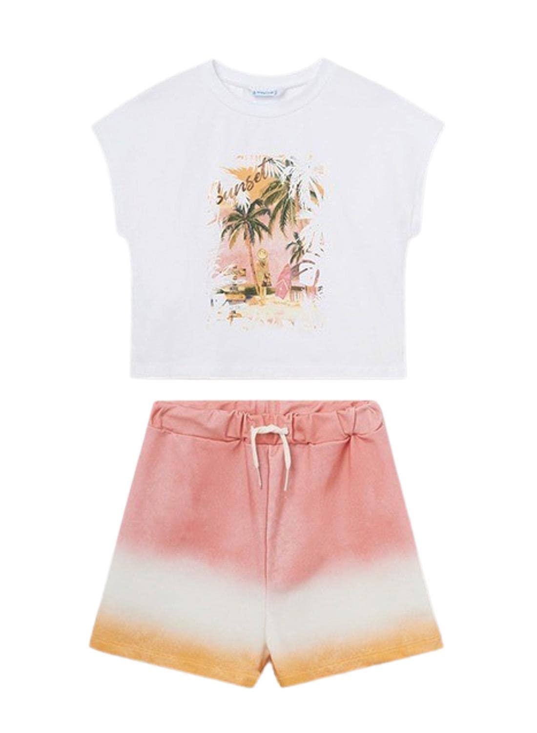 Mayoral Conjunto Niña short – Conjunto Verano - Sport – Camiseta manga corta y Pantalon corto - Ropa de Regalo – Para niñas y adolescentes de 8 años a 16 años