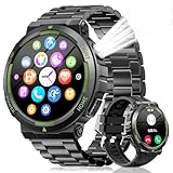 スマートウォッチ【2026新登場 2種バンド付き】通話機能付き 着信/LINEなどアプリ通知 400mAh長持ちバッテリー 3ATM防水 100＋運動モード アプリのGPS連動可能 歩数計 300＋文字盤DIY 腕時計 音楽制御 遠隔撮影 腕上げ点灯 アラーム 天気予報 iPhone/アンドロイド対応 1.53インチ smart watch（黒と緑）