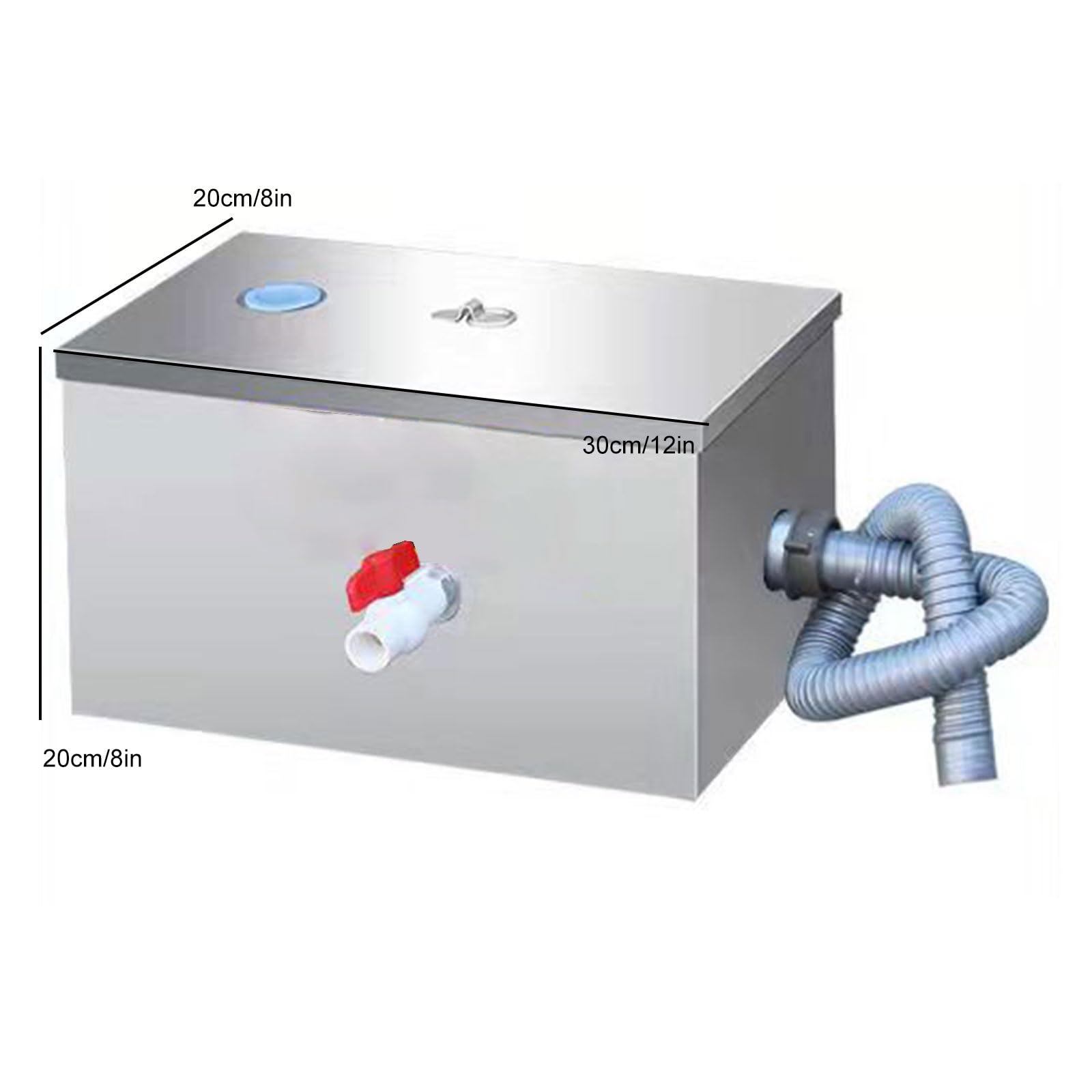 Separatore di Grasso, Intercettatore per Grasso Sotto Il Lavello, Grasso Separatore di Acqua e Olio di Piccolo, Cucina Commerciale Domestica (Size : 20 * 20 * 30cm/8 * 8 * 12in)