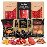 Cesto Regalo Gastronomico Salumi Spagnoli Gourmet – Prosciutto Spagnolo de Teruel DOP, Lomo Duroc, Longaniza de Aragon – Regalo Alimentare -Tapas- Prosciutto Crudo - Box1
