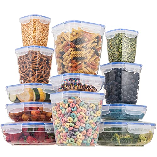 Image of Superio Plastic Food Storage Container Set, BPA Free, Sealed Containers with Airtight Lids for Pnatry, Cupboard, and Fridge- Microwave and Dishwasher Safe (10) (12-Pack)