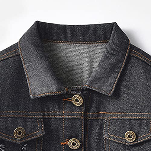 Toddler Children Outwear Autumn Winter Long Sleeve Denim Jacket Blouse Boys Black Short Girls Clothes Size 6 to 73