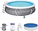 Produktbild About1988 457x457x107 cm Fast Set Pool, Gartenpool selbstaufbauend, Filterpumpe, Sicherheitsleiter und Abdeckplane, Poolabdeckungen Round Pool Solarabdeckung Schutz Solarabdeckplane (Grau)
