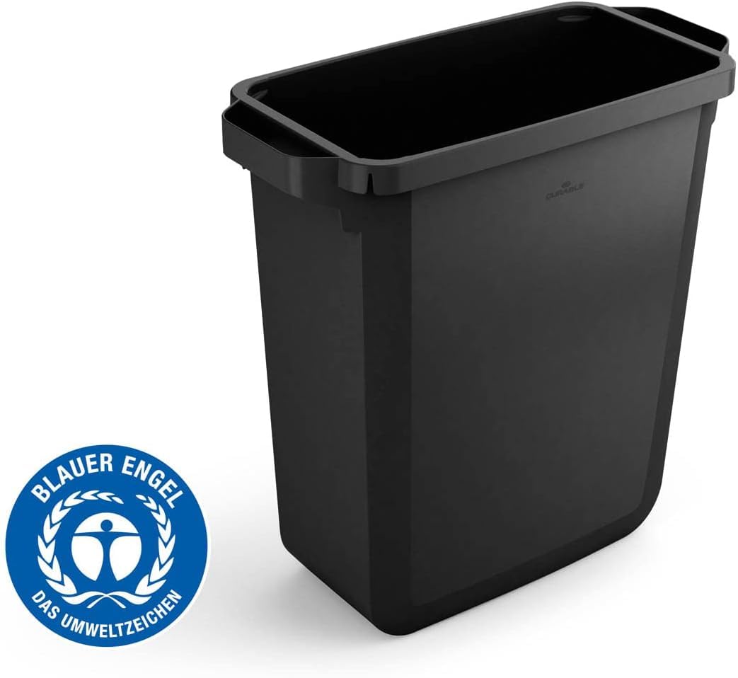 Durable Bidone Durabin Eco 60 Litri, Certificato Blue Angel, con Maniglie, Nero, 1800503221